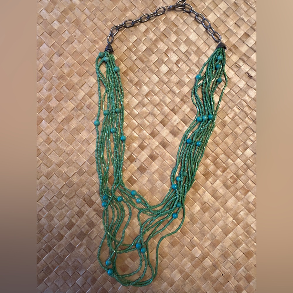 2000’s Green Seed Bead Multistrand Necklace
